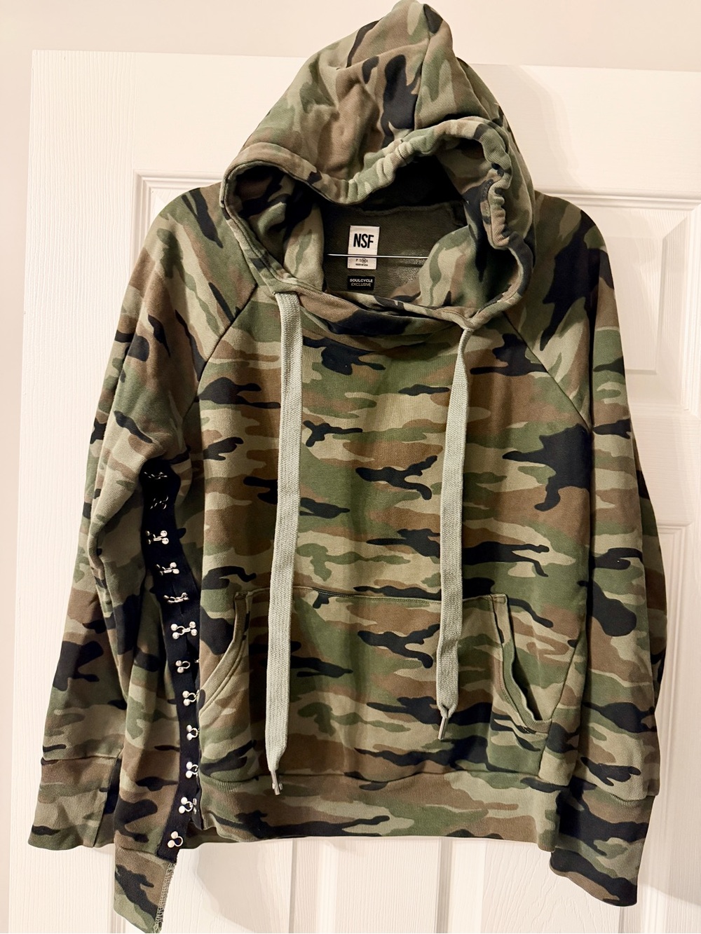 NSF x SoulCycle Exclusive Camo Cozy Fleece Hoodie Sweatshirt | Medium